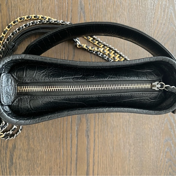 CHANEL Crocodile Embossed Calfskin Gabrielle Coco Hobo Small Bag 💯 Authentic - Picture 5 of 15